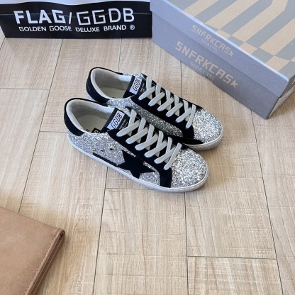 Deluxe Brand Black/Silver Glitter Superstar Sneakers