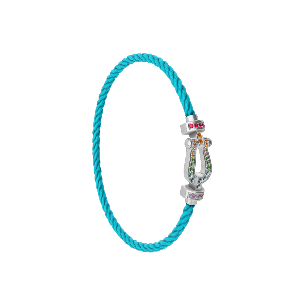 FORCE 10 BRACELET MEDIUM MODEL IN 18K WHITE GOLD AND COLOURED STONES