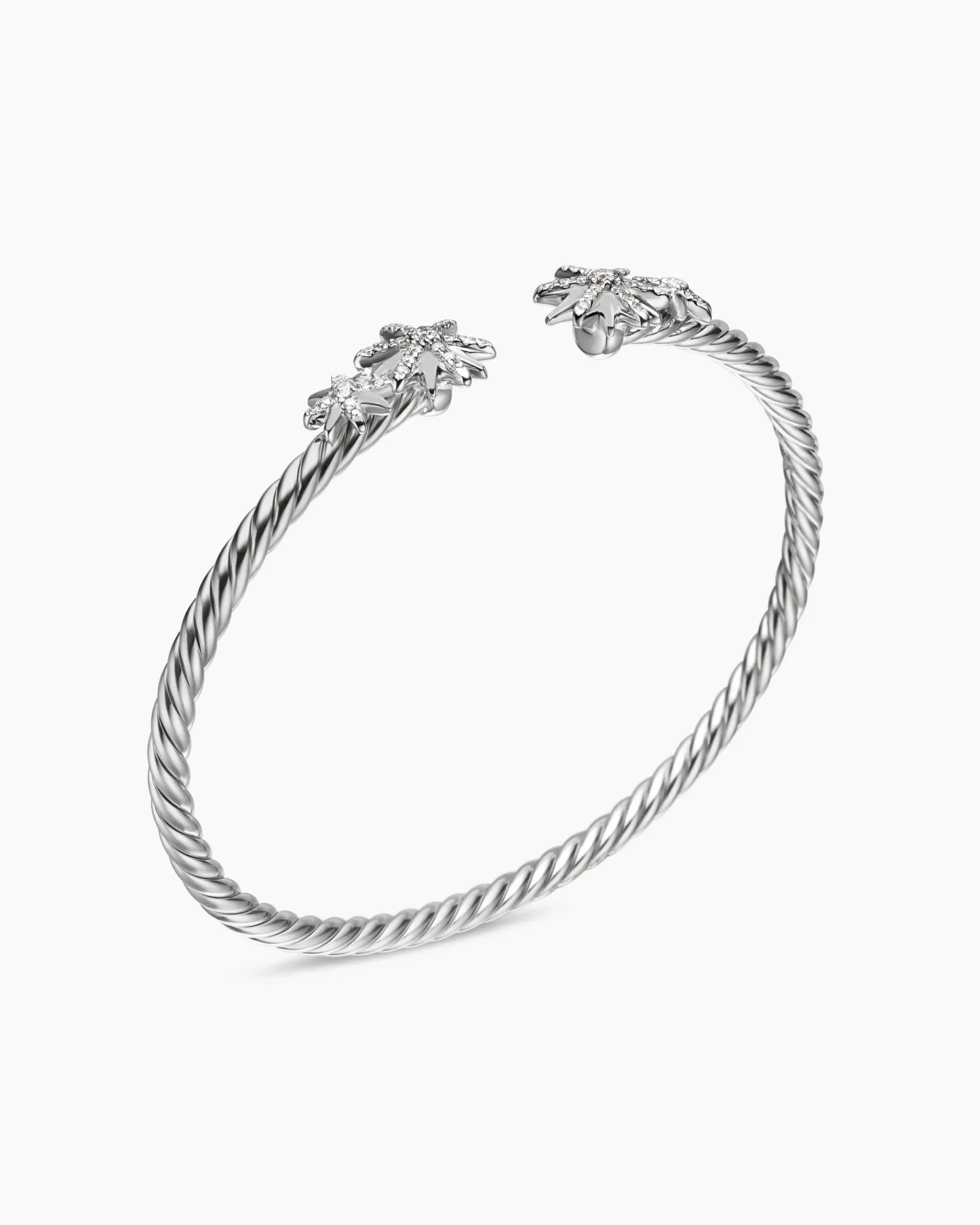 Starburst Cable Bracelet Sterling Silver with Diamonds, 4mm