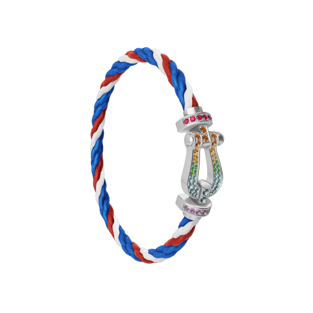 FORCE 10 BRACELET 18K WHITE GOLD AND COLORED STONES LARGE MODEL