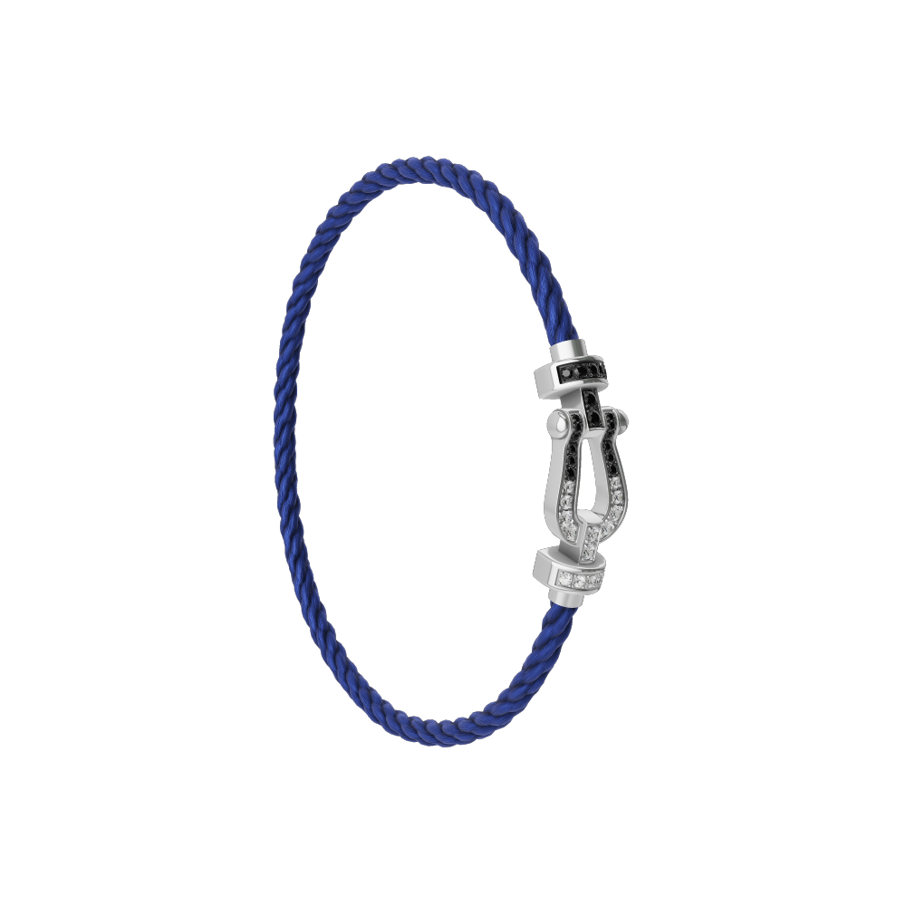 FORCE 10 BRACELET 18K WHITE GOLD AND BLACK AND WHITE DIAMONDS MEDIUM MODEL