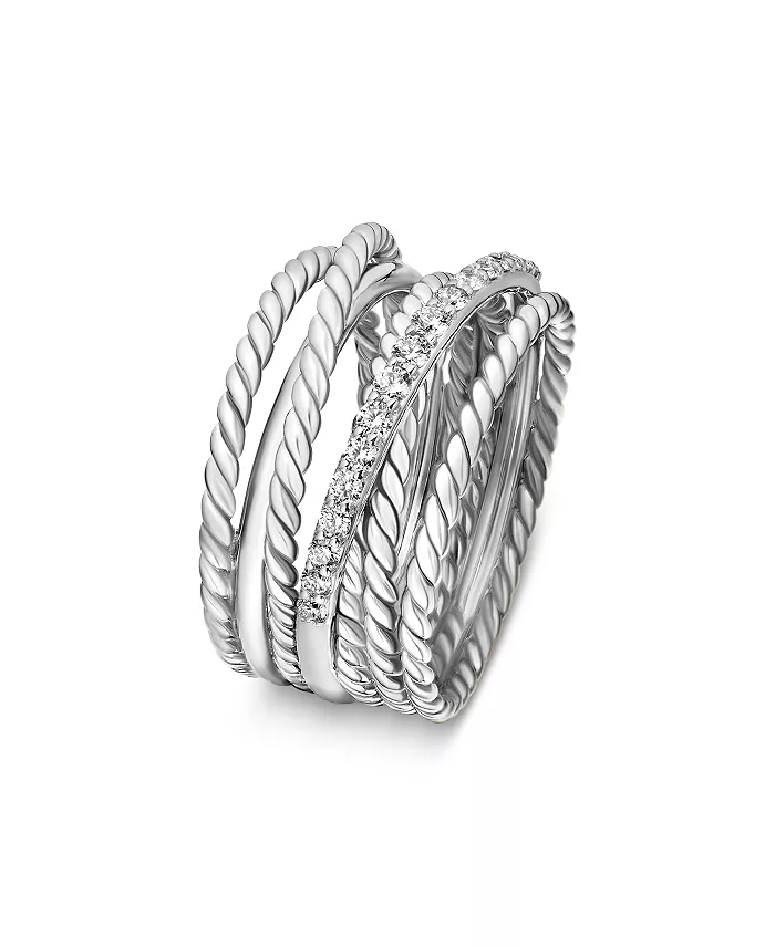 Crossover Wide Diamond Stacked Ring