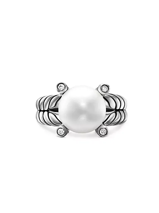 Dathtvid Yurthtman  Cable Collectibles® Pearl Ring with Diamonds