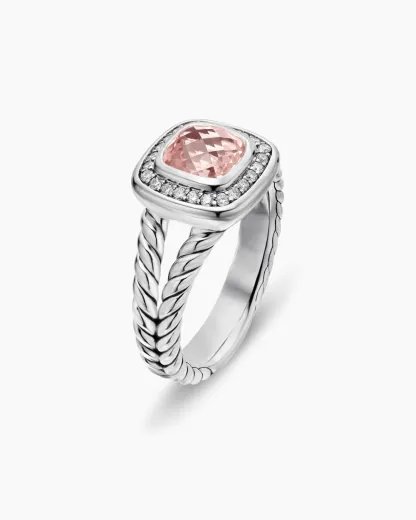 Petite Albion® Ring Sterling Silver with Morganite and Diamonds