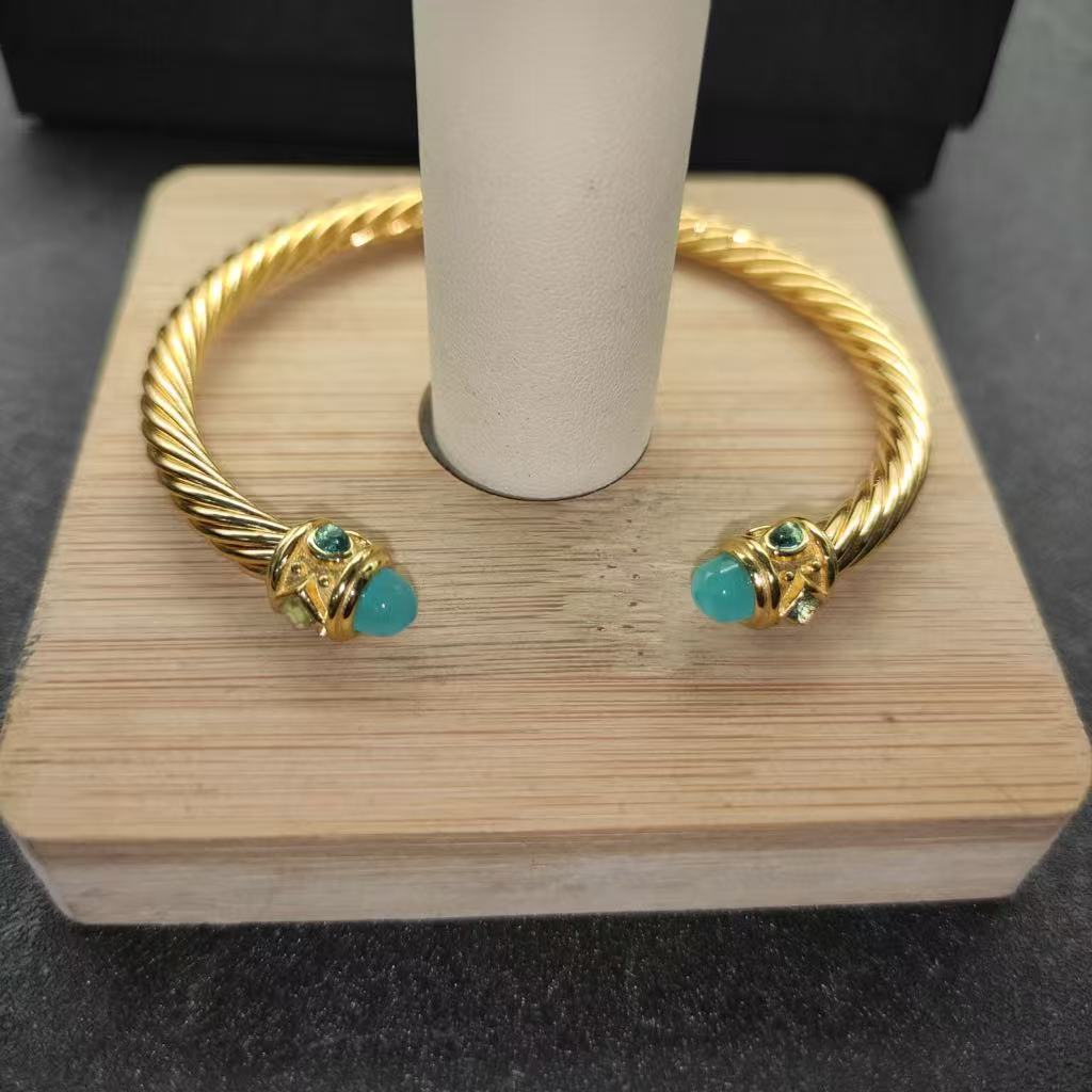 Renaissance® Classic Cable Bracelet Sterling gold with 14K Yellow Gold, blue Topaz and Lapis, 5mm