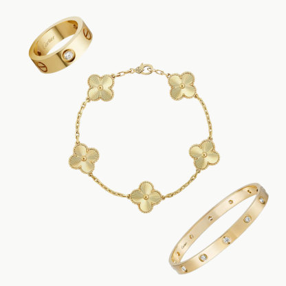 3‑Piece Set Yellow Gold Jewelry & Diamonds