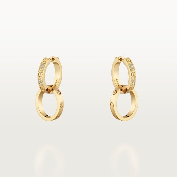 LOVE EARRINGS, MULTIWEAR, HALF-PAVED