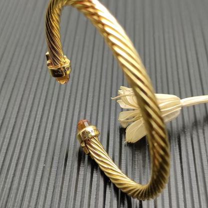 Cable Bracelet with Champagne Diamonds & Diamond Accents  5mm