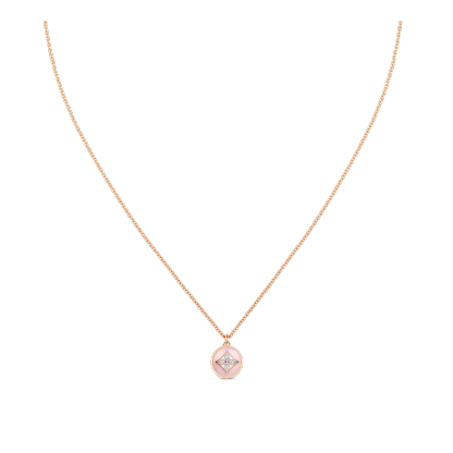 B Blossom Pendant, Pink Gold, White Gold, Pink Opal And Diamonds