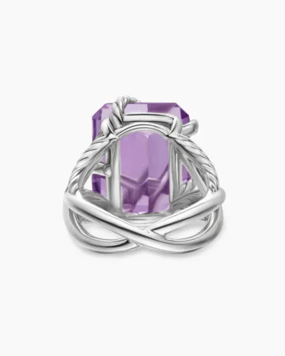 Cable Wrap Ring Sterling Silver with Lavender Amethyst and Diamonds