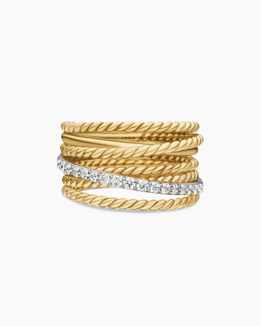 Crossover Ring 18K Yellow Gold with Diamonds