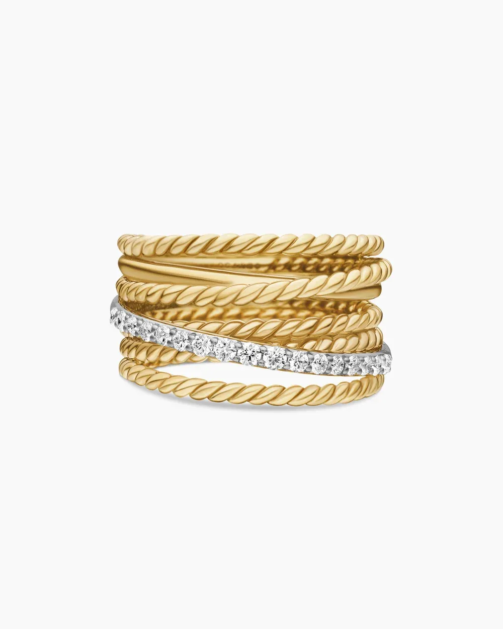 Crossover Ring 18K Yellow Gold with Diamonds