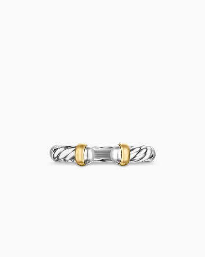 Petite Cable Ring Sterling Silver with 14K Yellow Gold