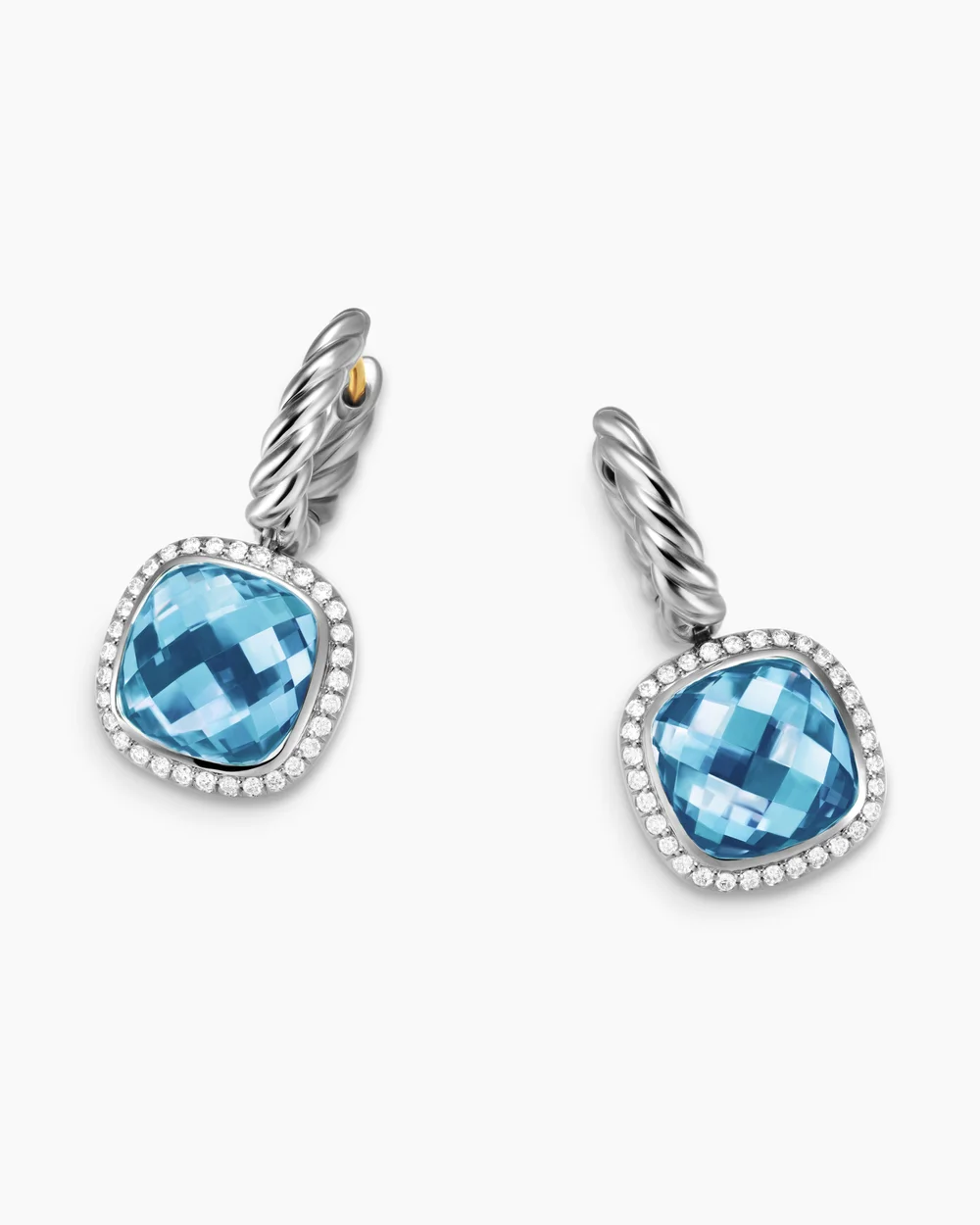 Albion® Drop Earrings Sterling Silver with Blue Topaz and Diamonds