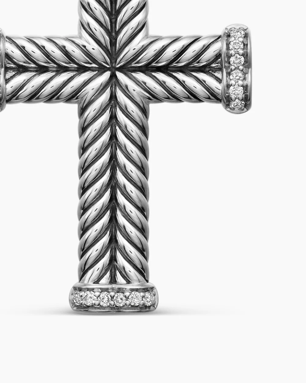 Chevron Cross Pendant Sterling Silver with Diamonds