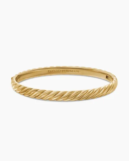 Sculpted Cable Bangle Bracelet 18K Yellow Gold, 6.2mm