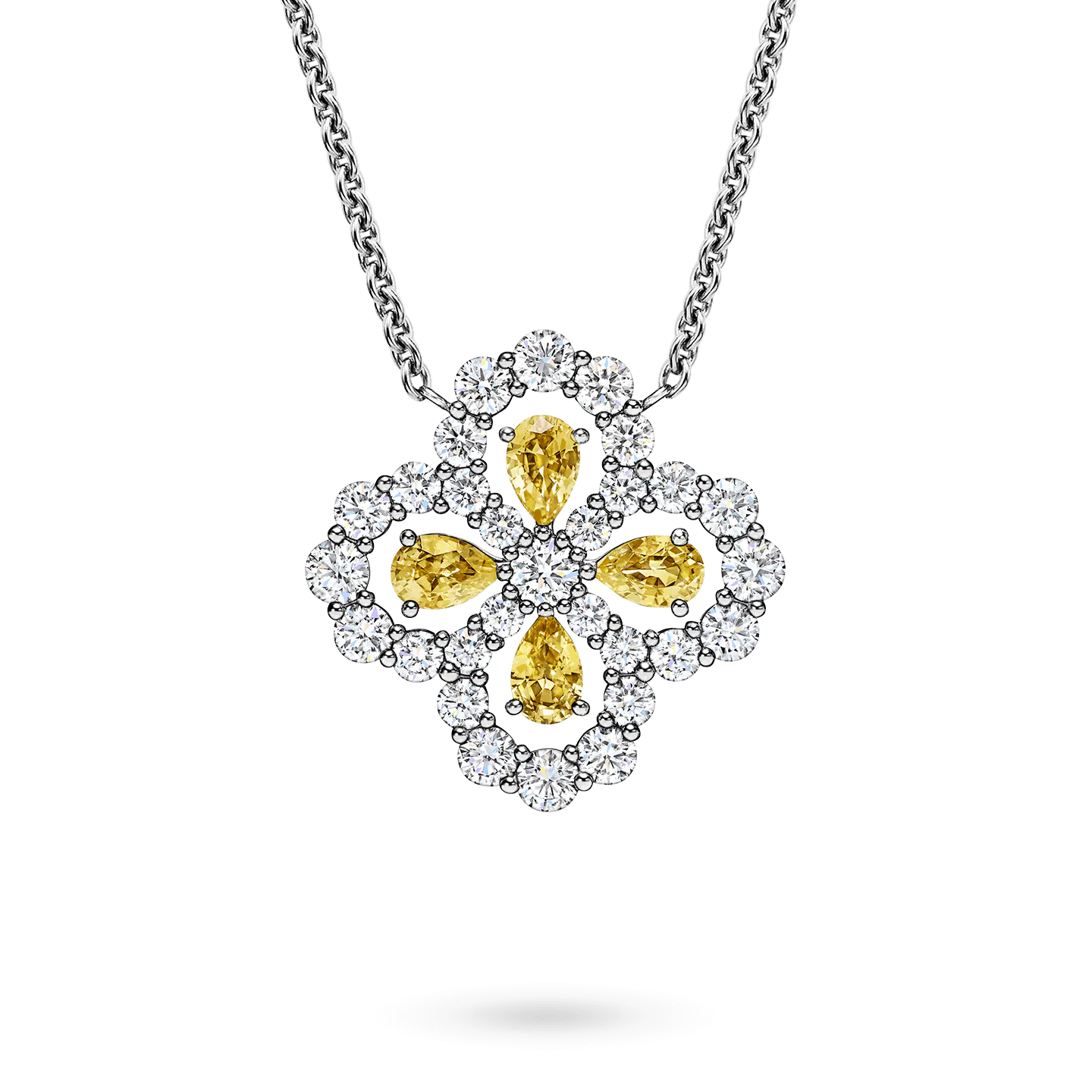 Diamond Loop Full Motif Yellow Sapphire and Diamond Pendant