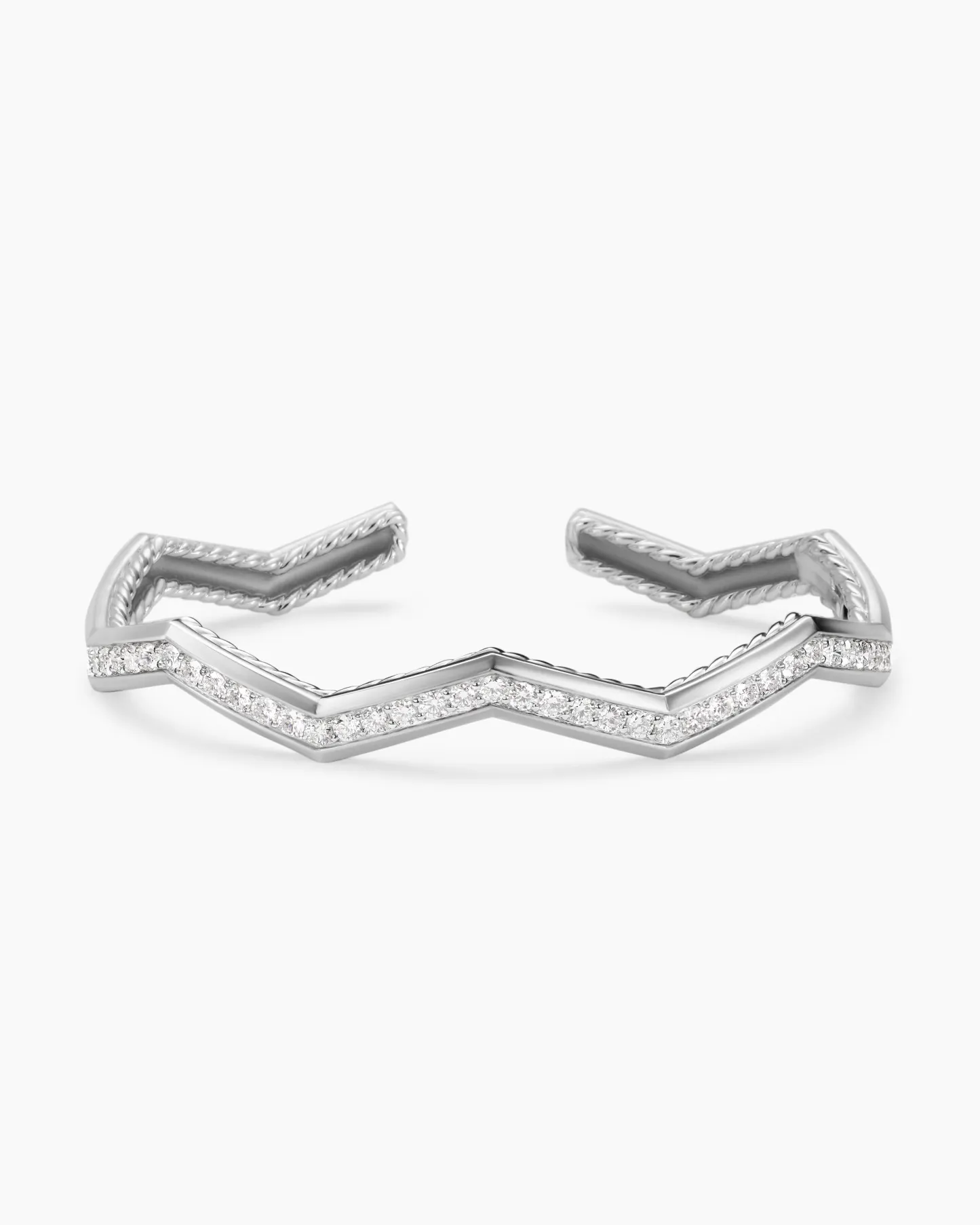 Zig Zag Stax™ Cuff Bracelet Sterling Silver with Diamonds, 5mm