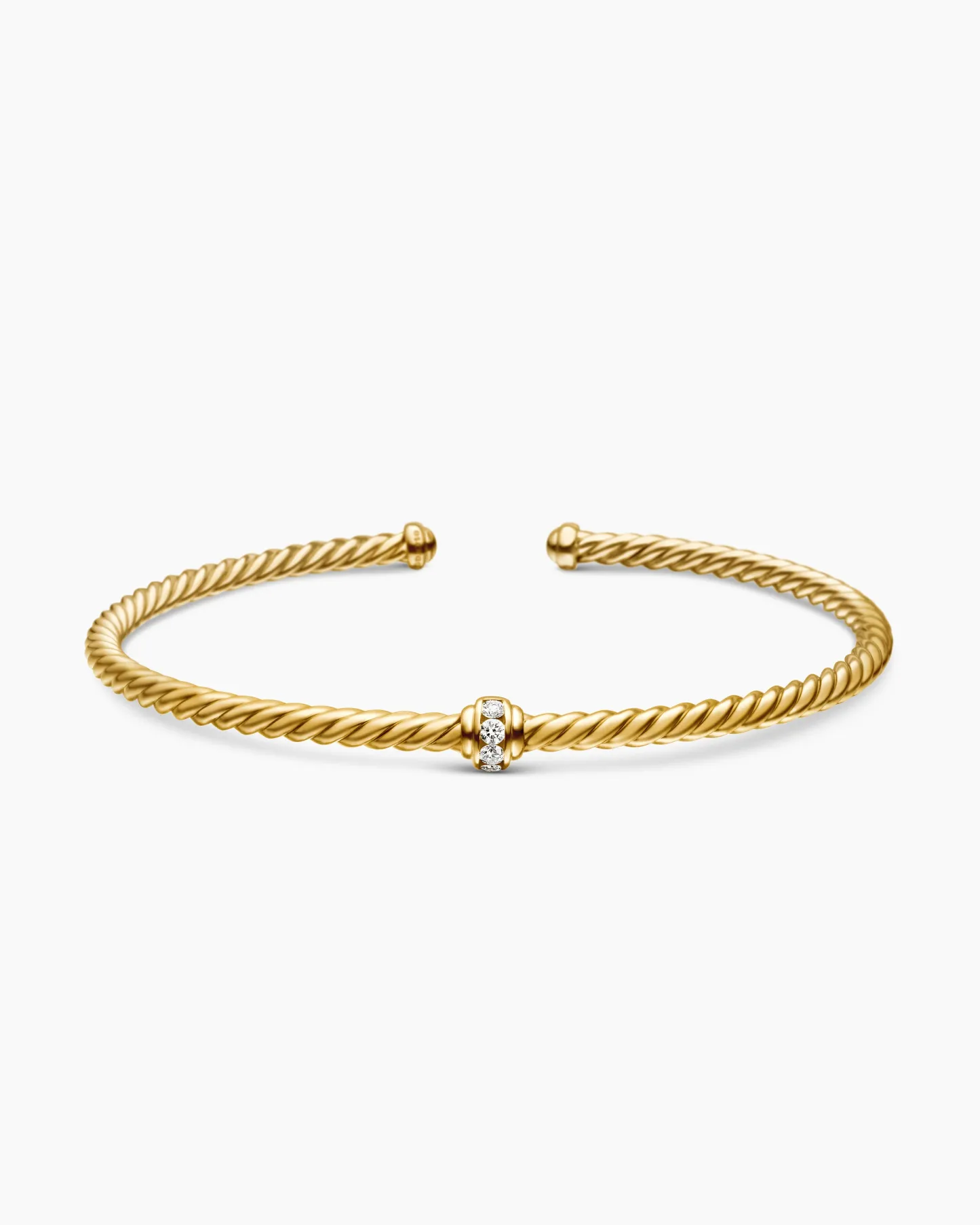 Classic Cablespira® Station Bracelet 18K Yellow Gold with Diamonds, 3mm