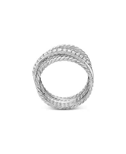 Crossover Wide Diamond Stacked Ring