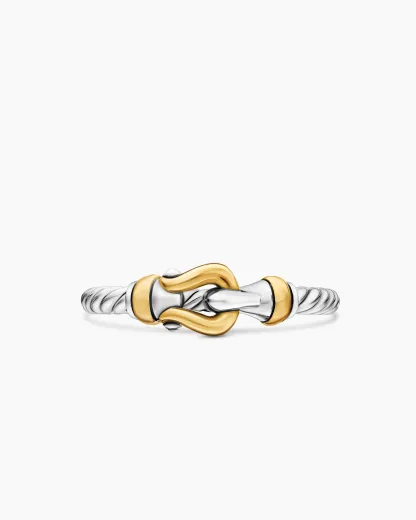 Petite Buckle Ring Sterling Silver with 18K Yellow Gold, 2mm