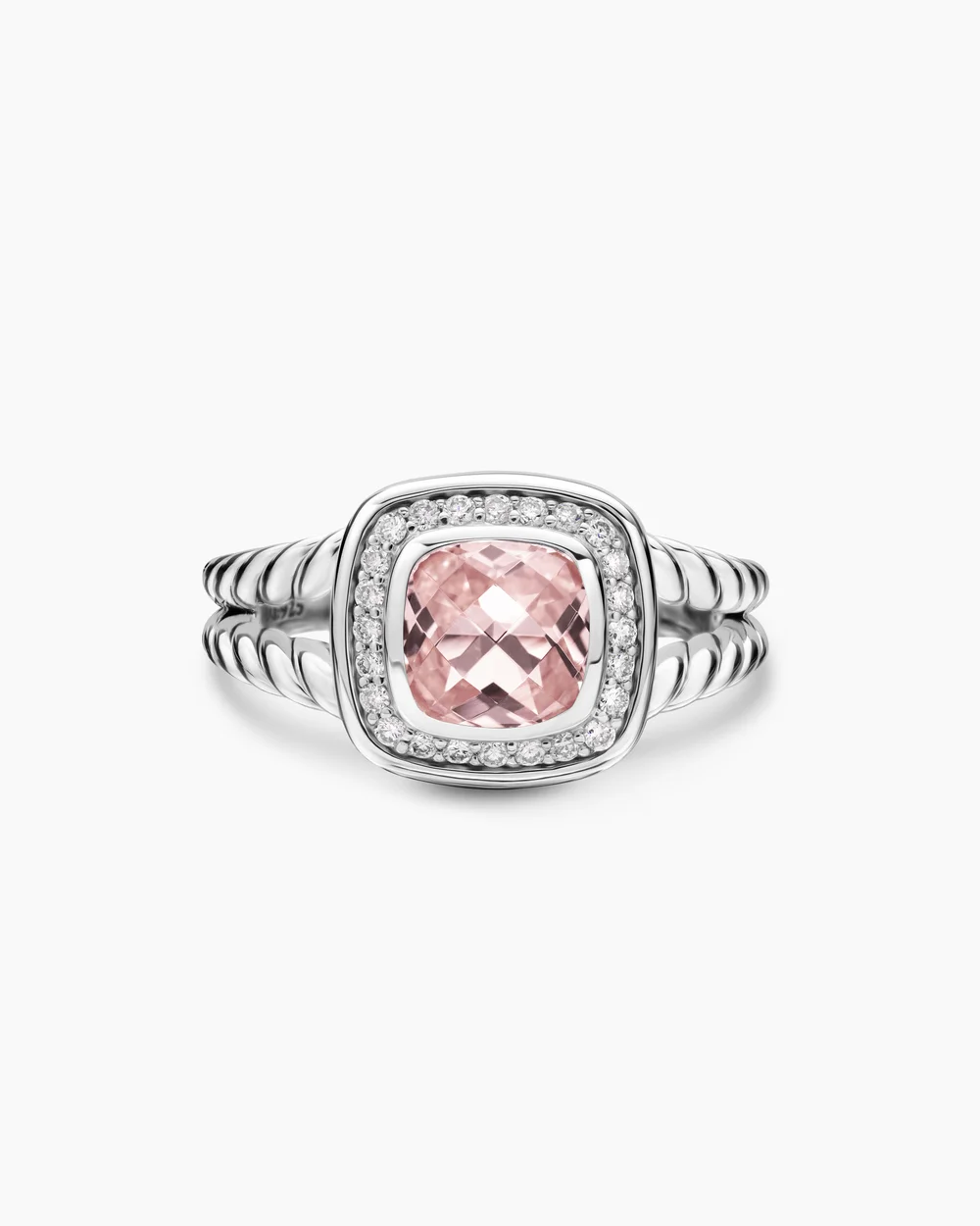 Petite Albion® Ring Sterling Silver with Morganite and Diamonds