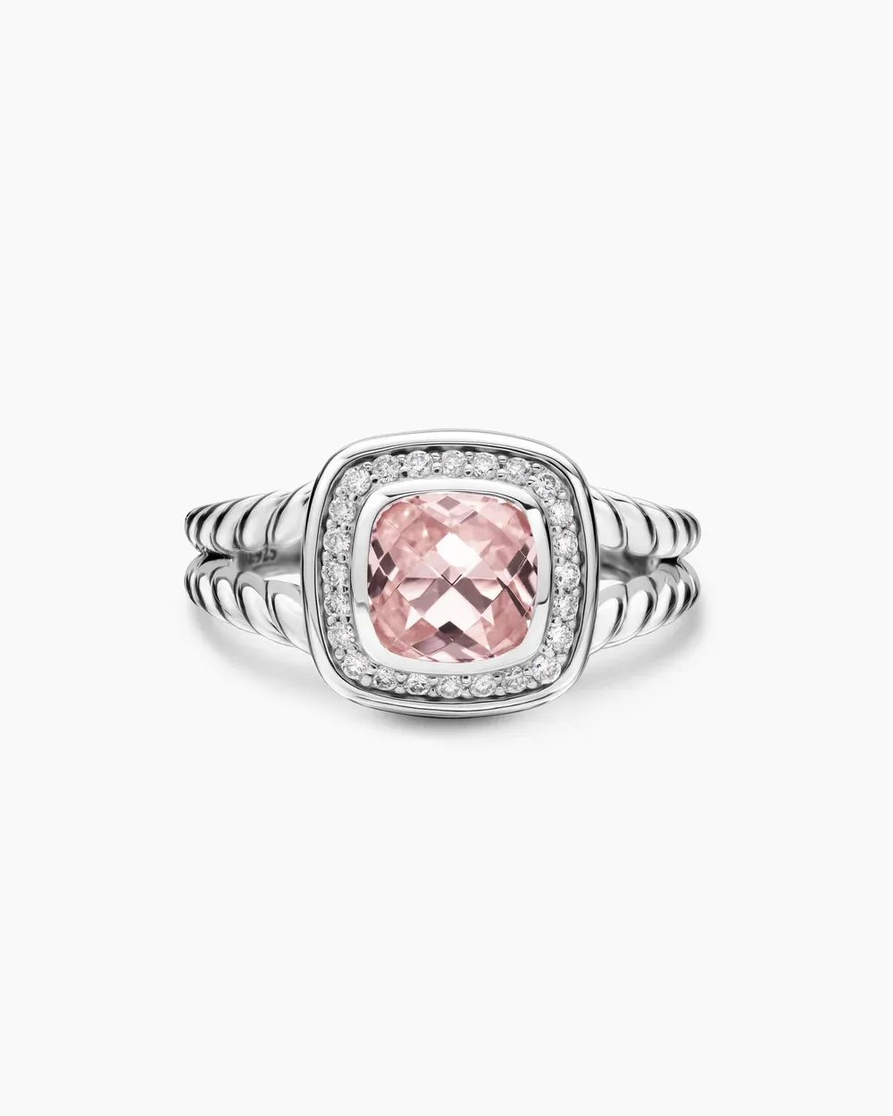 Petite Albion® Ring Sterling Silver with Morganite and Diamonds