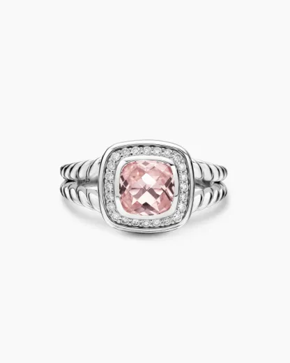 Petite Albion® Ring Sterling Silver with Morganite and Diamonds
