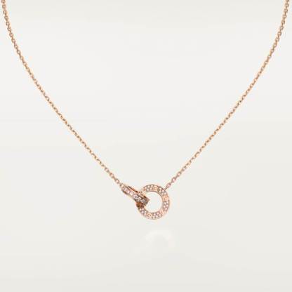 LOVE necklace, paved with diamonds 18K rose gold