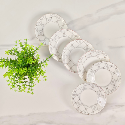 New Arrival 🔥 Dithtor - [White 6 Cups & 6 Saucers with Mesh Pattern]