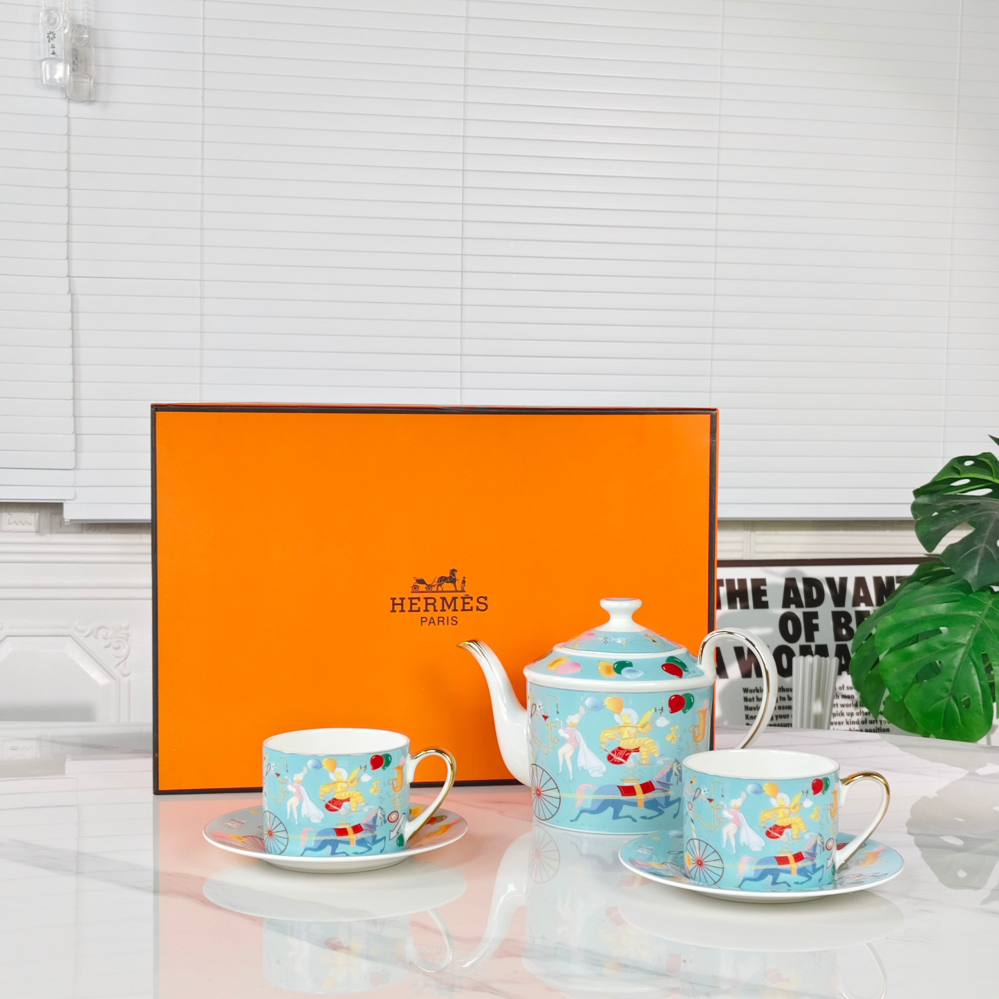 Hethtrmès 🔥 New Arrival: "Astronaut" Blue 5-Piece Bone China Dinnerware Set