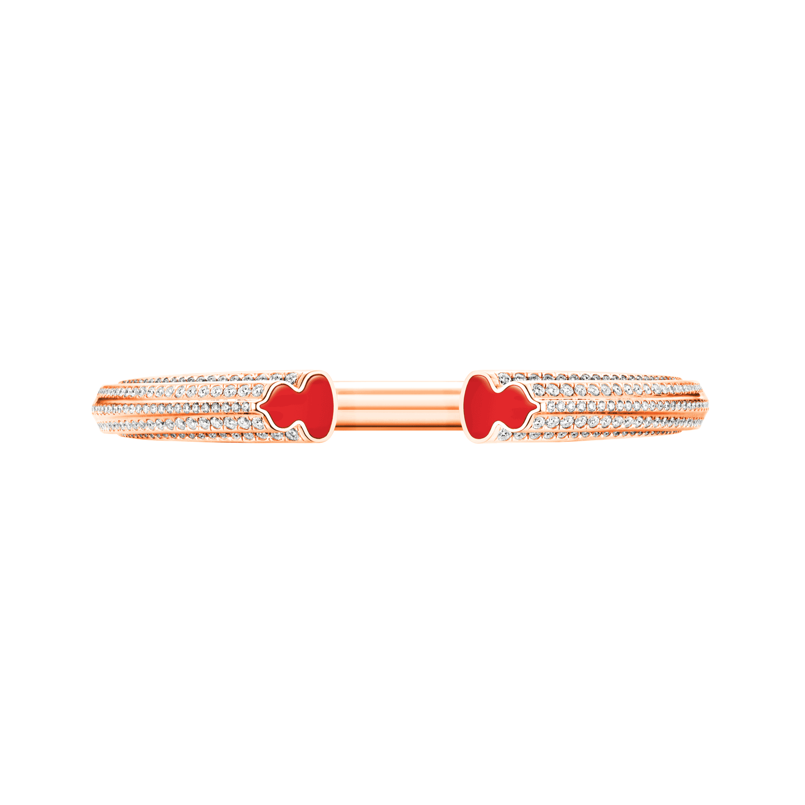 Wulu bangle in 18K rose gold with diamonds and red agate