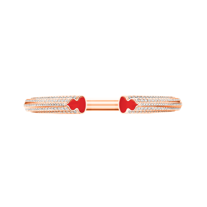 Wulu bangle in 18K rose gold with diamonds and red agate