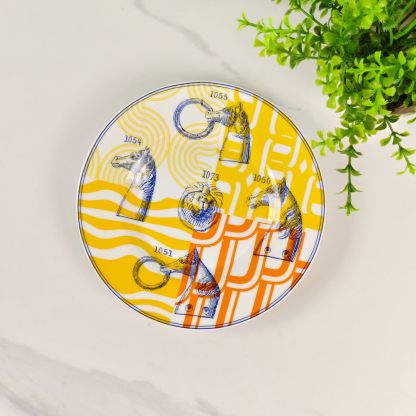 New Arrival 🔥 Hethtrmès Yellow Base Number Horse Teapot with Double Cups and Saucers