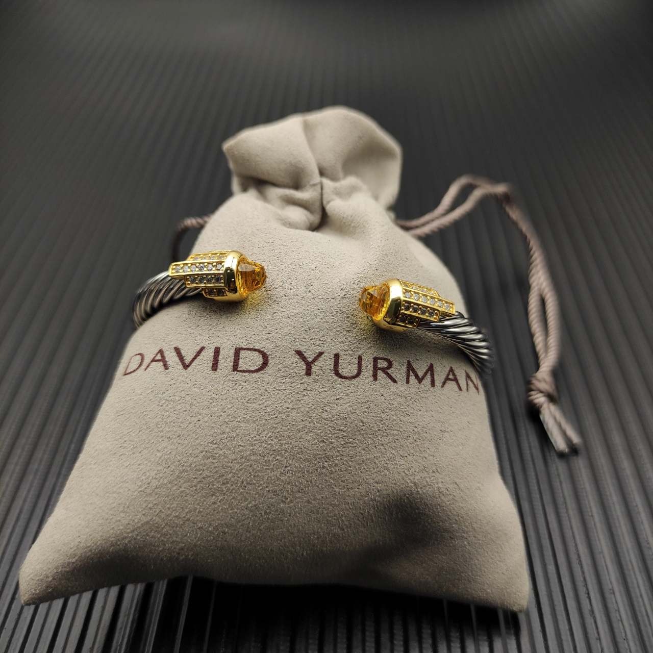 5mm Cable Bracelet with Yellow Topaz & Diamond Accents
