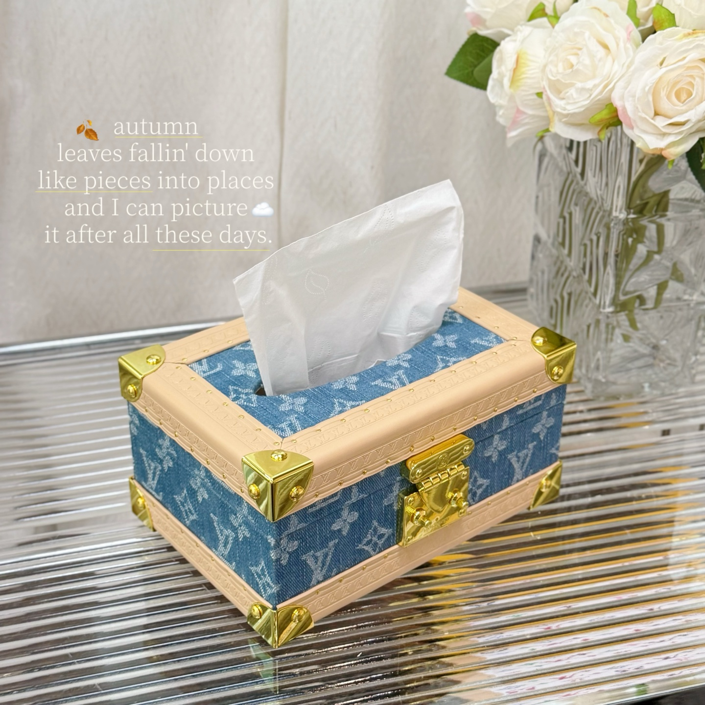 LV Premium Denim Tissue Box
