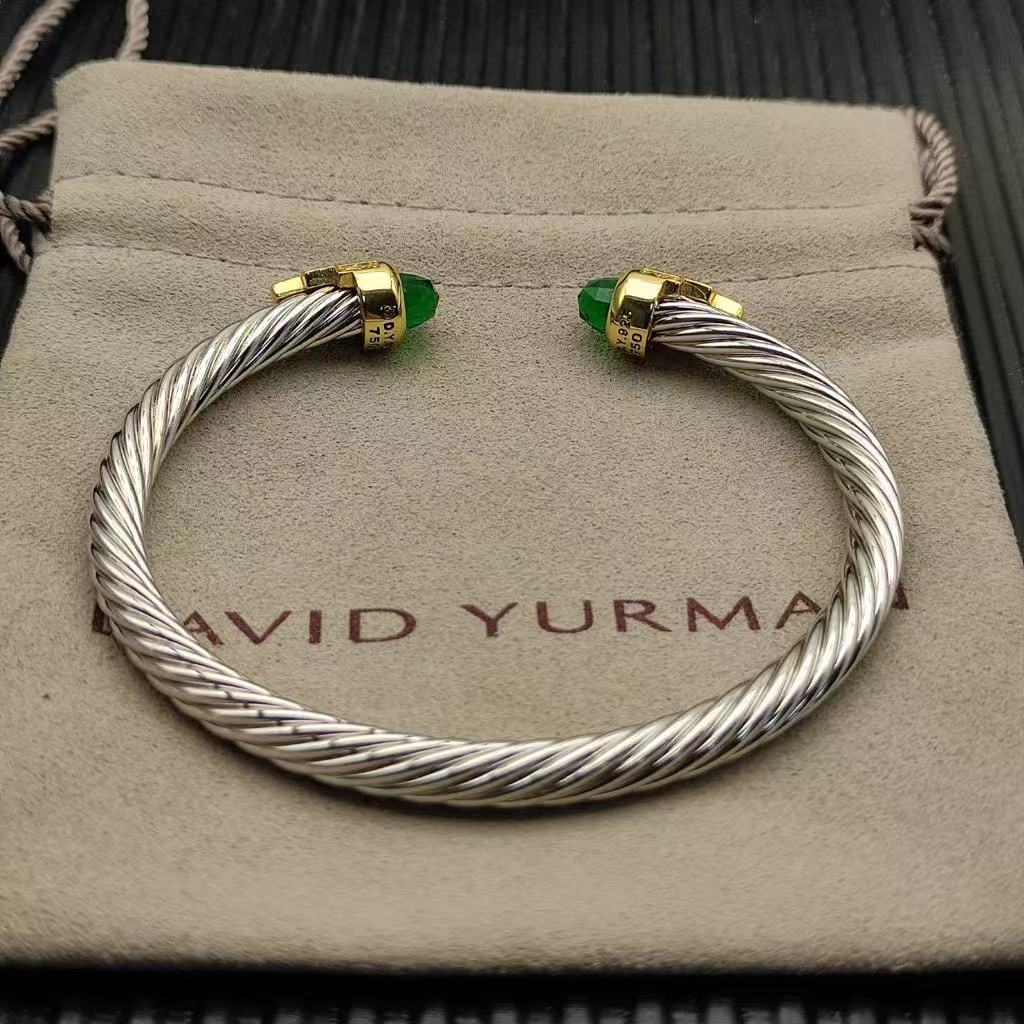 5mm Cable Bracelet with Dark Peridot & Diamond Accents