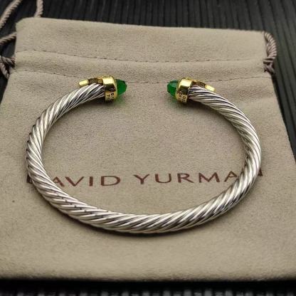 5mm Cable Bracelet with Dark Peridot & Diamond Accents