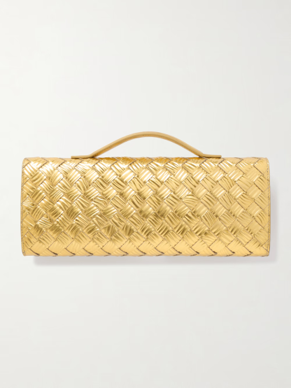 Bothtttega Vethtneta Gold Woven Evening Bag