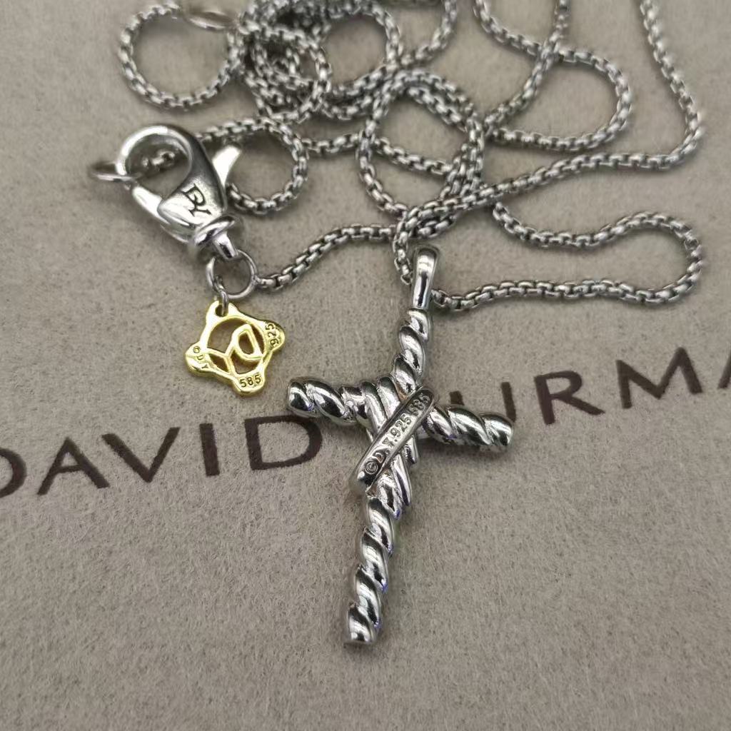 X Cross Pendant Sterling Silver with 18K Yellow Gold