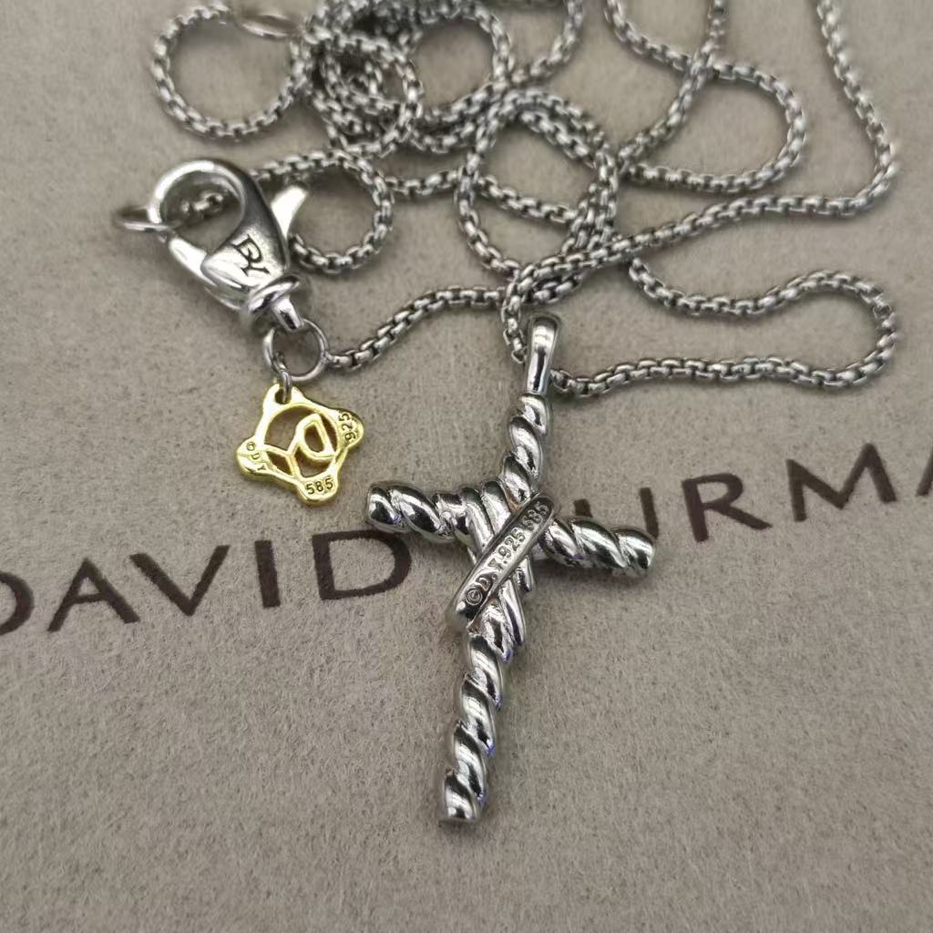 X Cross Pendant Sterling Silver with 18K Yellow Gold