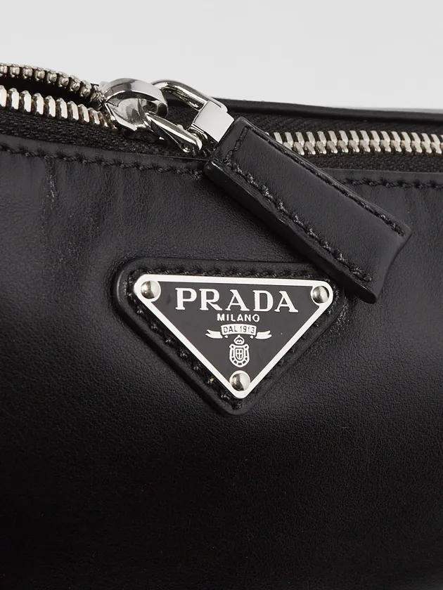 Triangle Logo Zip Crossbody Bag Soft Leather Small