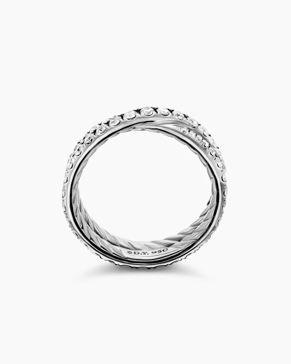 DY Crossover® Band Ring Platinum with Diamonds