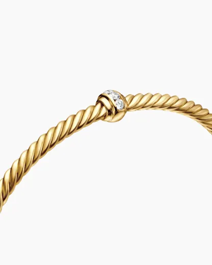 Classic Cablespira® Station Bracelet 18K Yellow Gold with Diamonds, 3mm