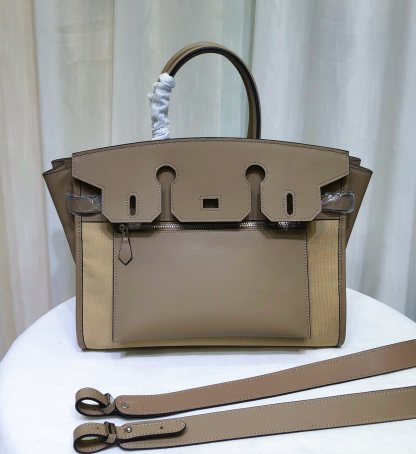 Leather Saddle Bag With Contrast Stitching, Exterior