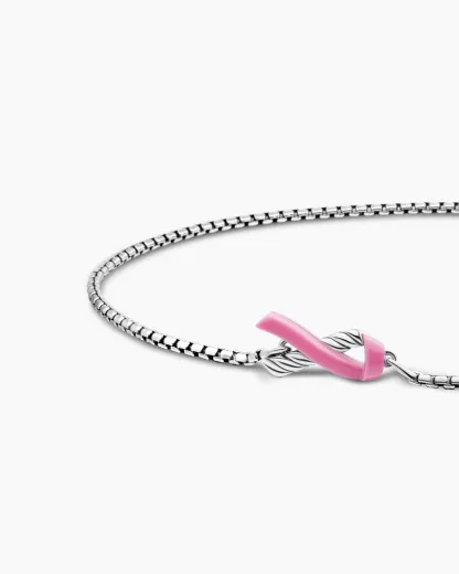Cable Collectibles® Ribbon Chain Bracelet Sterling Silver with Pink Enamel