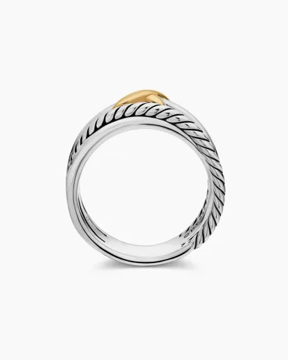 X Crossover Band Ring Sterling Silver with 18K Yellow Gold