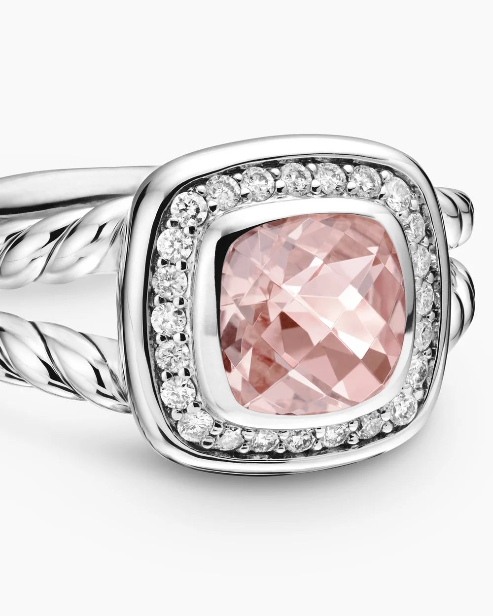 Petite Albion® Ring Sterling Silver with Morganite and Diamonds