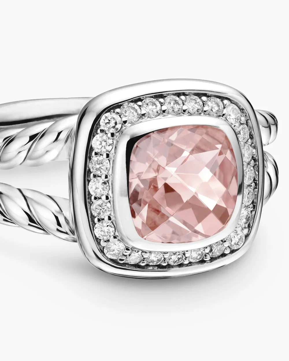Petite Albion® Ring Sterling Silver with Morganite and Diamonds