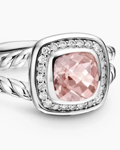 Petite Albion® Ring Sterling Silver with Morganite and Diamonds